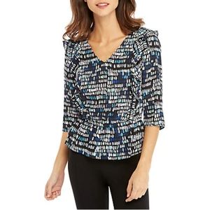 [The Limited] Ruffle Front Abstract Blouse